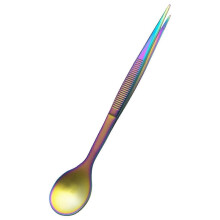 (Coloful) Pinzas 2 en 1 para cuchara, utensilio de cocina de acero inoxidable, pinzas para cuchara sopera, creativo