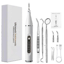(White) Limpiador ultrasónico de 5 velocidades, limpiador dental, limpiador eléctrico, removedor de sarro y
