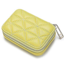 (Style B) Neceser de viaje tipo B de piel de vacuno de capa superior para guardar pintalabios, con espejo y cremallera
