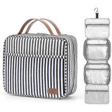 (Navy Blue) Neceser de viaje colgante, organizador de aseo de viaje de gran capacidad para mujer con 4 compartimentos.