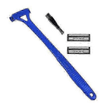 (blue) 25-26 Heren Rugscheerapparaat met 2 Scheerkoppen, Borstel, Lange Handgreep, Ergonomische Rughaartrimmer