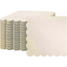 (beige) 50Pcs Scalloped Sage Cocktail Napkins Disposable Paper Tissue Party Napkins Beverage Towels for Wedding