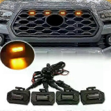 (Yellow) 4 luces LED delanteras para parrilla delantera de Toyota Tacoma Raptor TRD Off Road Sport, lámpara de