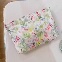(D) Bolso de mano de lona con estampado floral, neceser de viaje, estuche para artículos de aseo y cosméticos