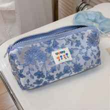 (Flower) Bolsa organizadora de cosméticos con estampado de monedas y llaves, de tela de algodón y lona | Fruugo