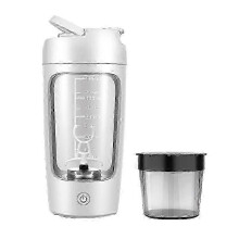 (White) Elektrische eiwitshakerfles met opbergbeker, mixer, draagbare blender, voor in de sportschool