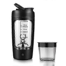 (Black) Elektrische eiwitshakerfles met opbergbeker, mixer, draagbare blender, voor in de sportschool