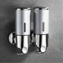 (Silver double) Dispensador de jabón de 500-1500 ml, dispensador de jabón de ducha de pared, dispensador de gel de ducha