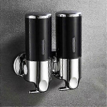 (Black double) Dispensador de jabón de 500-1500 ml, dispensador de jabón de ducha de pared, dispensador de gel de ducha