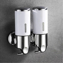 (White double) Dispensador de jabón de 500-1500 ml, dispensador de jabón de ducha de pared, dispensador de gel de ducha
