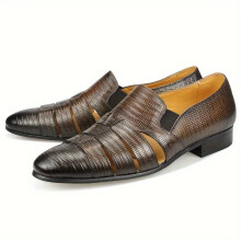 (Coffee color, 11.5) Men's Leather Sandals, Breathable and Comfortable, Outdoor Casual Fashion Driving Shoes for Spring and Summer