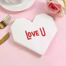 (White) 20Pcs/pack Romantic Trimming Love Shape Disposable Tissue Wedding Lover s Party Dinner Napkin Paper