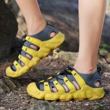 (Grayish Yellow, 11.5) Men'S Outdoor Summer Lightweight Flat Sandals, Casual Comfortable Toe-Closed Sandals