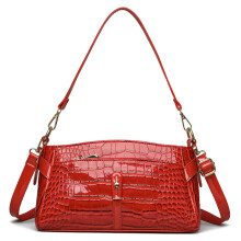Crocodiles Pattern Small Square Purse Fashion PU Leather-Red