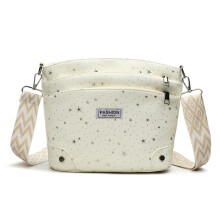 Practical Star Print Shoulder Bag Roomy Interior-Beige