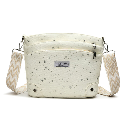 Multipurpose Star Print Shoulder Bag Ample Storage Space-Beige