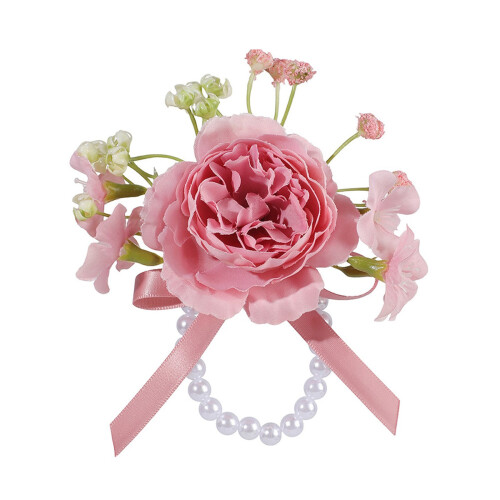 Wunderschönes Seidenblumen-Armband,- Koreanisches Rosa