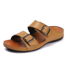 (Beige Color, 11.5) Men's Solid Color Open Toe Breathable Slippers, Comfy Non Slip Casual Durable Walking Shoes, Men's Summer Footwear