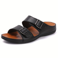 (Black, 11.5) Men's Solid Color Open Toe Breathable Slippers, Comfy Non Slip Casual Durable Walking Shoes, Men's Summer Footwear