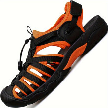 (Orange, 12.5) Men'S Sandals for Men Men'S Black Brown Grey Size Summer Shoes Male Hiking Shoe Man Casual