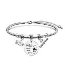 Veelzijdige driekleurige slangenbeenarmband-17 Zilver