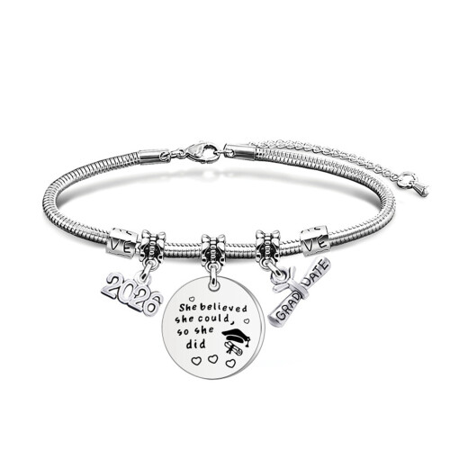 Adjustable 316L Steel Adjustable Snake Bracelet With-17 Silver