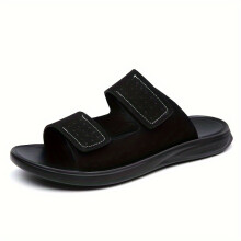(Black, 11.5) Men's Slippers, Easy and Stylish Design, Non-Slip, Lightweight, Flat-Soled, Casual, Versatile