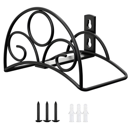 Support de support de tuyau mural peu encombrant avec-Noir