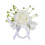 Corsage de poignet de bracelet de fleur de soie de perles-Blanc 1