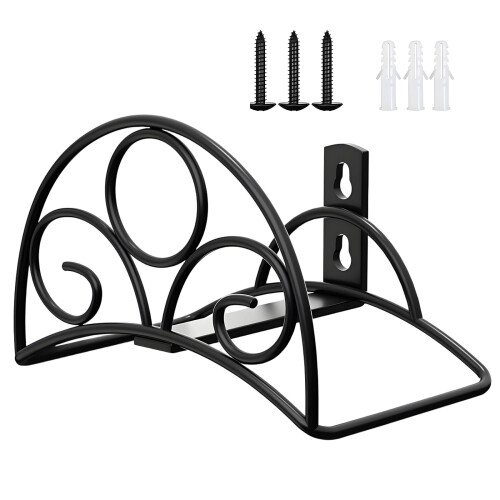 Compact Rustproof Outdoor Hose Rack With Easy-Black