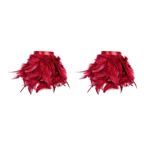 2 Piece Chic Feather Bracelets Adjustable Size Bangle-Claret