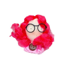 Stylish Handmade Fabric Girl Character Pin For-red hair