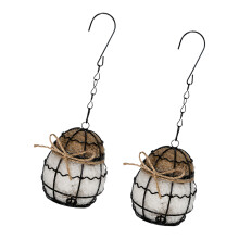 Elegant Iron Bird Nest Sculpture For Adding Artistic Touch-2P