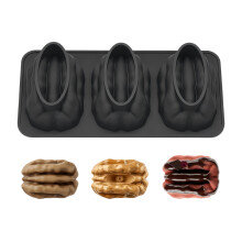 Multifunctional 3 Cavity Dessert Molds Walnuts Shape-Black