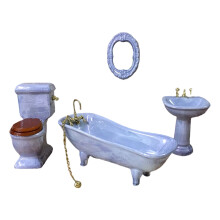Ceramic Dollhouses Bathroom Model Set With Realistic-Gray