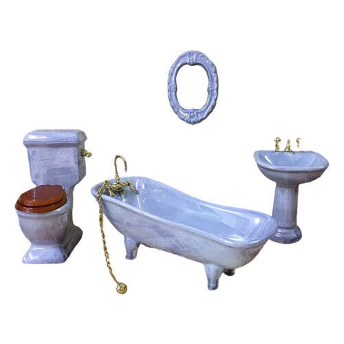 Ceramic Dollhouses Bathroom Model Set With Realistic-Gray
