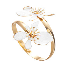 Fashion Adjustable Flower Bangle Bracelet Elegant Opening-White