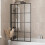 Bath Shower Screen Door Hinged 1400 x 800mm Framed Black Grid Square Safety Glass Panel 1