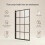 Bath Shower Screen Door Hinged 1400 x 800mm Framed Black Grid Square Safety Glass Panel 4