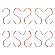 10-Pack 4 Inch Rose Gold Chrome Finish Steel Hanging Flat Hooks - S Shaped Hook Heavy-Duty S Hooks, for Kitchenware, Pots, Utensils, Plants, Towels,