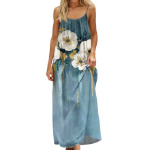 Women Backless Cami Dress, Summer Casual Sleeveless-Blue L