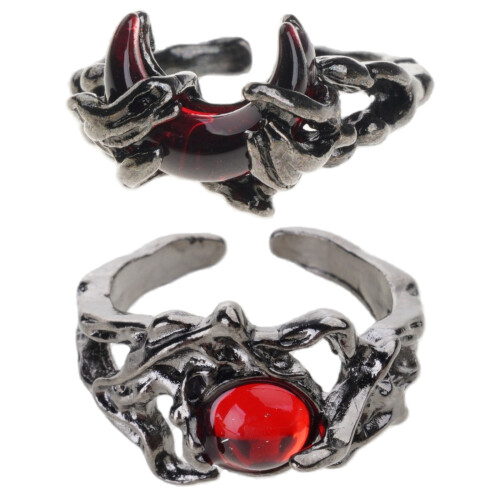 Adjustable Couple Ring Sun/Moon Theme Liquid Texture-moon. 1