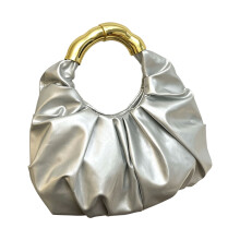 Clutches Purse for Women Pleated PU Leather Clutches-Silver