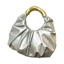 Clutches Purse for Women Pleated Leather Clutches-Silver