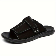 (Black, 7.5) Men'S Vacation Flip-Flops Fashion Versatile Outdoor Non-Slip Thin Sole Casual Slippers