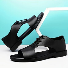 (Black, 6.5) Men'S Fashion Roman Casual Sandals Soft Sole Anti Slip Beach Shoes