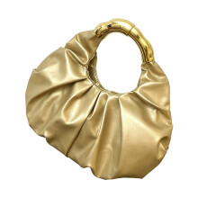 Clutches Purse for Women Pleated Leather Evening Clutches-Gold