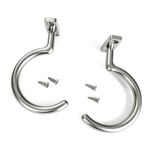 Pack of 2 Wall Hooks Set for Pool Cue Bridge Stick and-silver