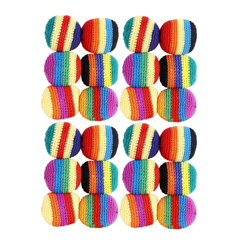 Soft Knitted Footbag Sacks Assorted Juggling Balls For-24pcs