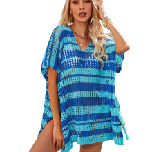 Les maillots de bain amples décontractés couvrent le laçage-Bleu